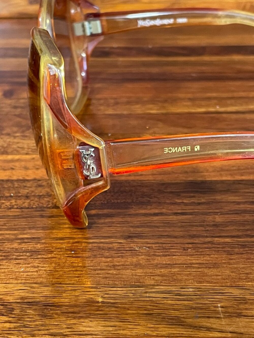Vintage Yves Saint Laurent (YSL) Amber-Brown Oversized Sunglasses 1980s